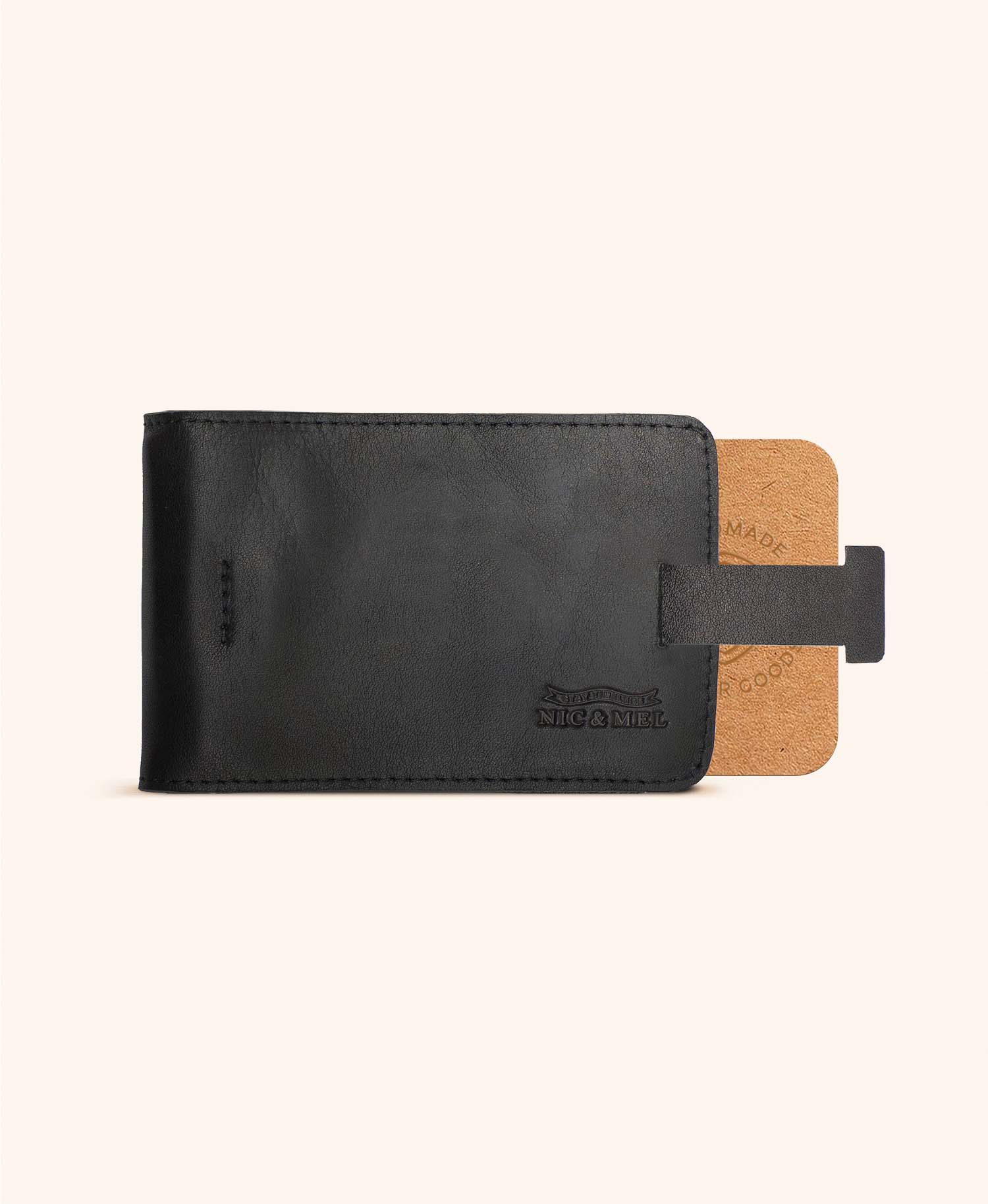 floyd card holder black leather w_ money clip open